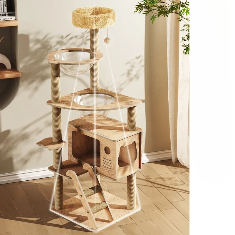 Cat Climbing Frame Nordic Cattery Modern Simple Design Wooden Cat House Scratching Post Playground Cat Furniture Columpio FYCT