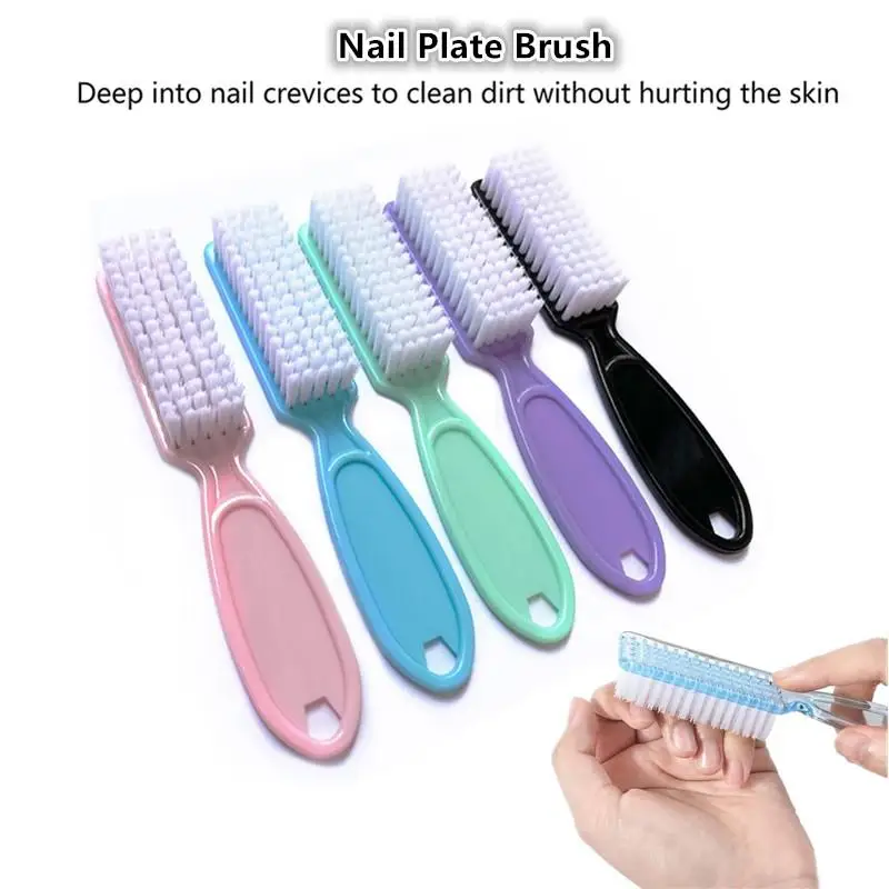 Neue Reinigungs-Nagelbürsten Transparenter Langer Griff Weiche Staubentfernungs-Nagelbürsten Multifunktionale 5-Farben Maniküre-Pediküre-Werkzeuge