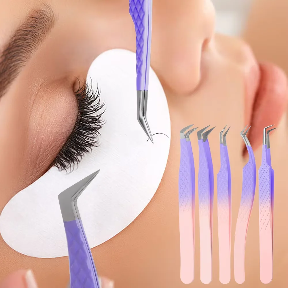 Wendy Lashes Stainless Steel Tweezers High Quality Gold Silver Color Straight Bend Multifunction Professional Eyelash Tweezers