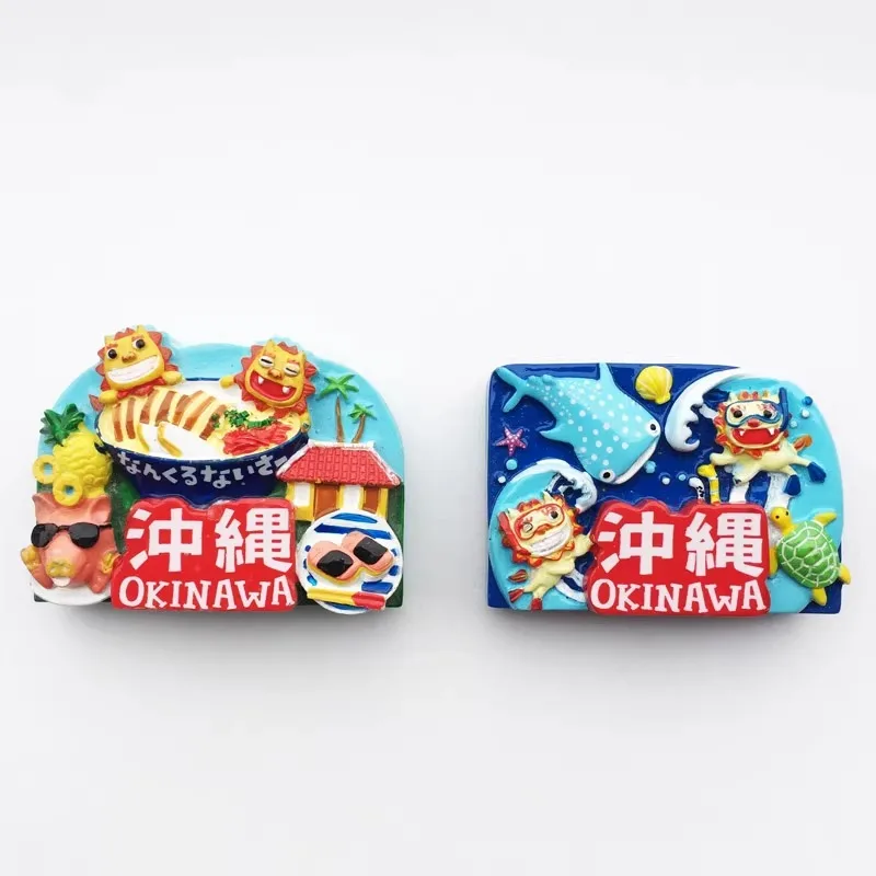 Japan Okinawa creative tourism souvenir gift three-dimensional hand-painted crafts magnetic stickers souvenirs