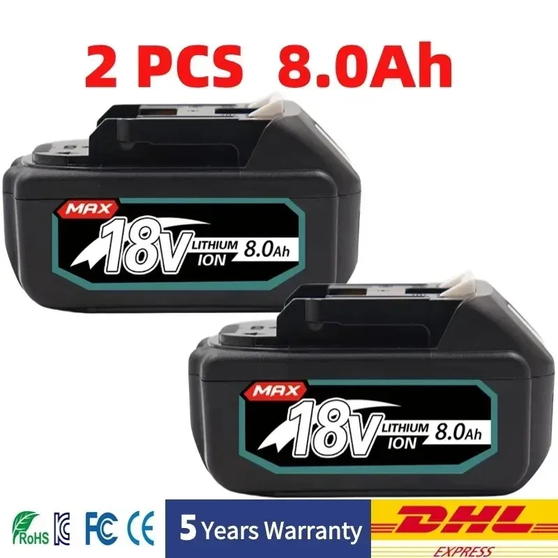 

18V Rechargeable Power Tool Battery 8Ah For Makita BL1860 BL1850B BL1850 BL1840 BL1830 BL1820 BL1815 LXT-400 Battery replace