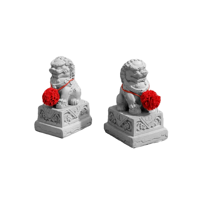 

A pair of lucky stone lion desktop small ornaments, emotional decompression station cement lion funny gift
