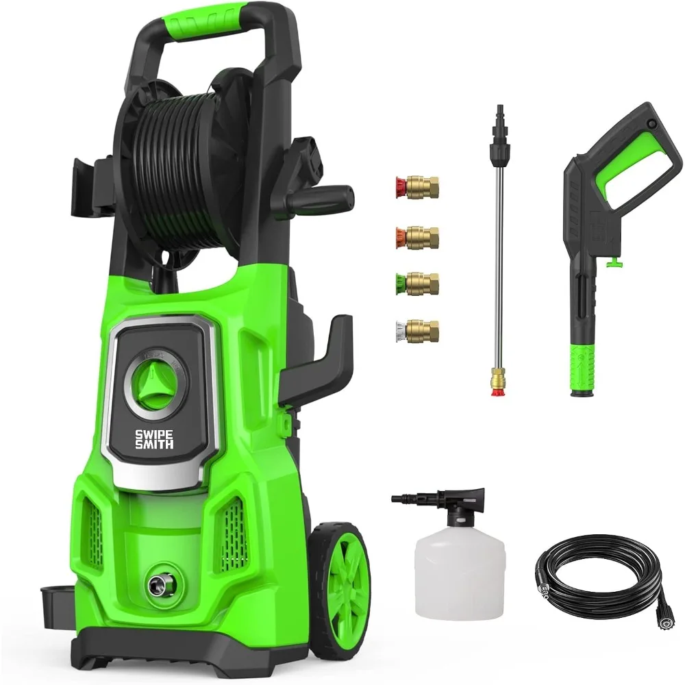 Electric Pressure Washer, 3500 Max PSI, 2.6 GPM Power Washer Machine with Hose Reel, 4 Quick-Connect Nozzles