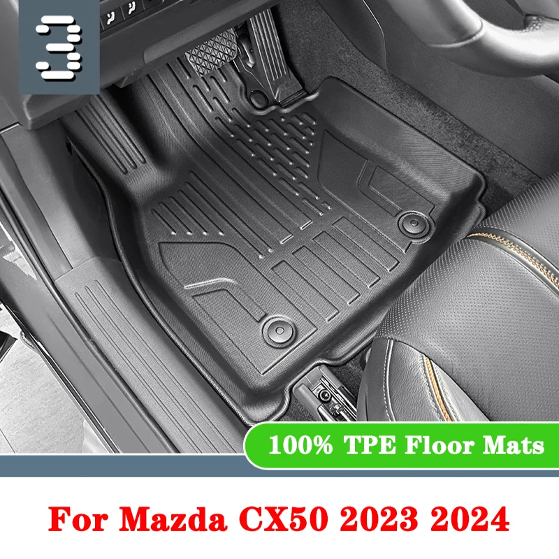 For Mazda CX-50 2023 2024 TPE Floor Mats and Cargo Liner, All Weather Floor Liners Trunk Mat TPE Heavy Duty Waterproof Pad