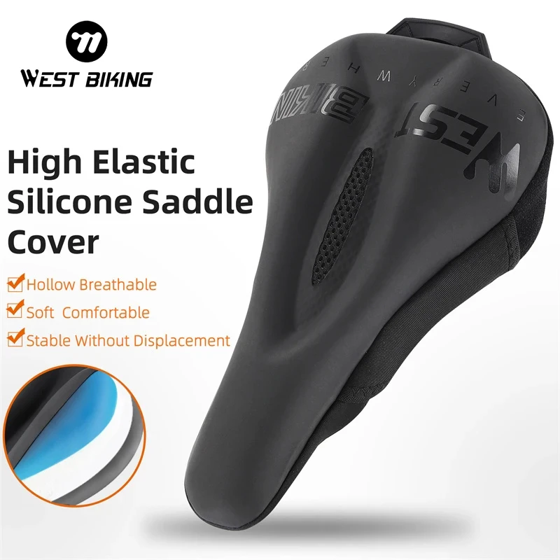 WEST BIKING Bicycle Saddle Cover Silicone PVC Material Lightweight Soft Comfortable Cycling Protective Case Shockproof Seat