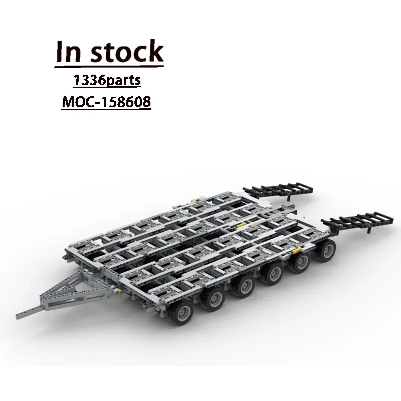 MOC- 158608   Cargo Heavy Transport Platform Trailer Bouwsteenmodel 1336 Onderdelen Jongens en kinderen Kerstbouwsteen Speelgoedcadeau