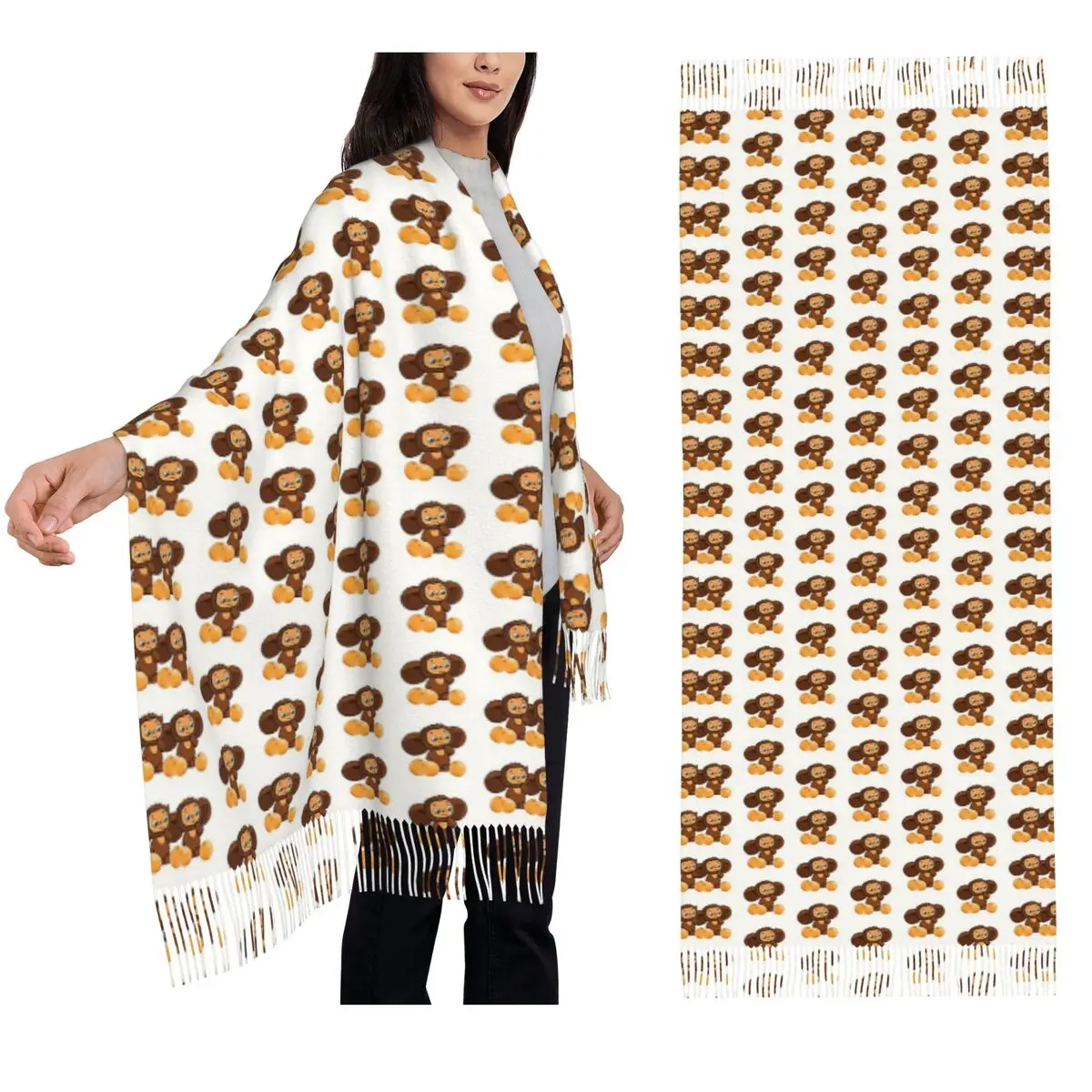 

Cheburashka Scarf Tassel Scarves for Women Soft Warm Shawls and Wraps Long Fall Winter Shawl Wrap