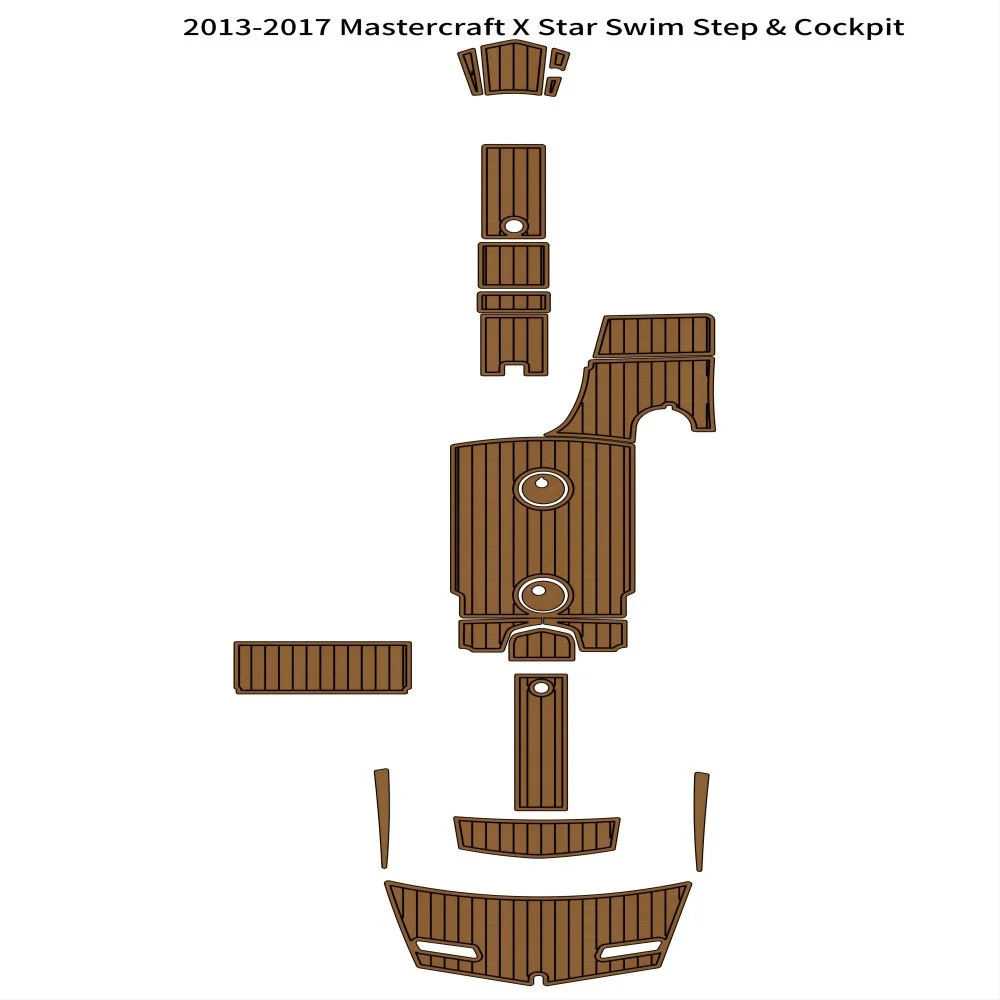 2013-2017 Mastercraft X Star Swim Step Cockpit Pad Boat EVA Foam Teak Floor Mat SeaDek MarineMat Gatorstep Style Self Adhesive