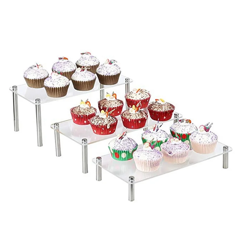 

3Piece Ladder Acrylic Cupcake Display Stand Hand Puppet Jewelry Display Stand Transparent Cosmetic Display Stand Transparent