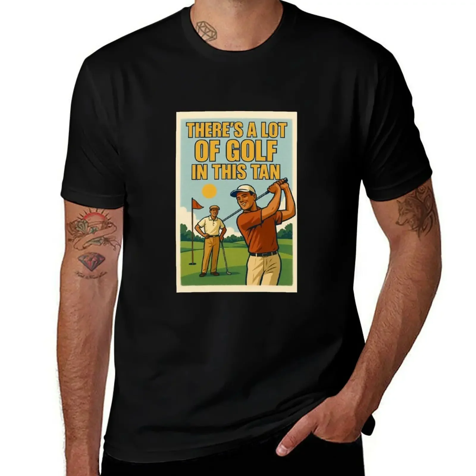 

There's a lot of golf in this tan T-Shirt T-shirts oversize customs Short sleeve tee men