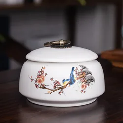Creative Ceramic Landscape Flower Storage Jar with Lid Tea Jar Home Small Medicine Powder Candy Nut Jar Food Sealed Storage Jar