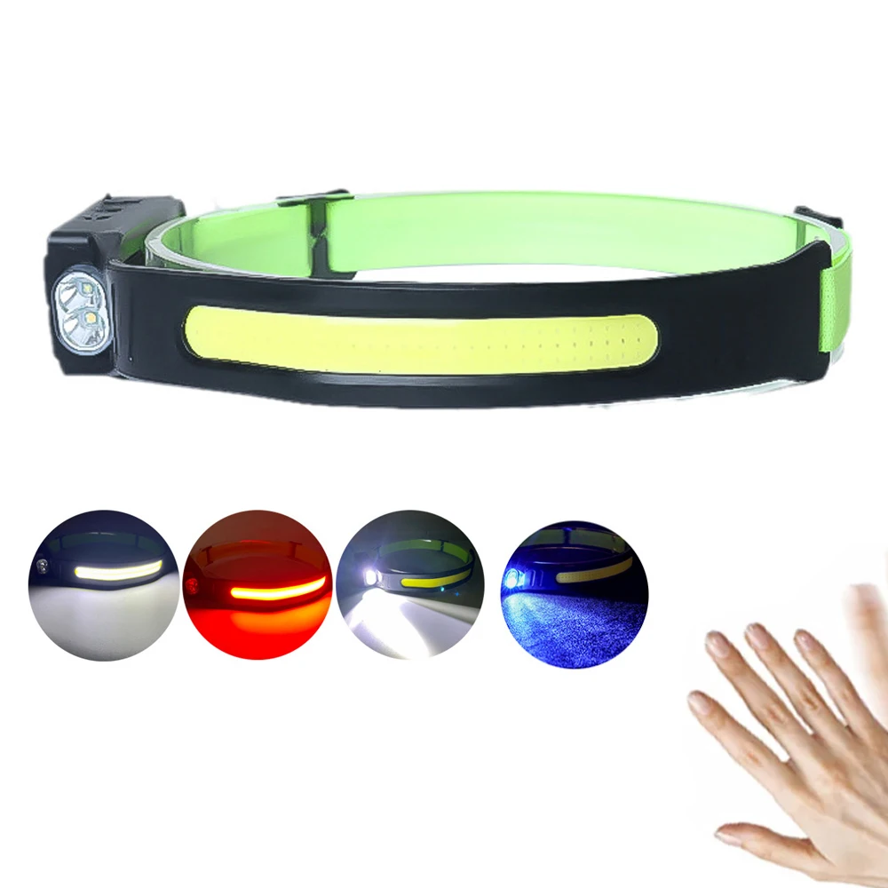 550LM COB LED Induction Riding Headlamp 1200mAh USB Rechargeable Hunting Flashlight Work Light 3Modes Warning Flashlight Torch