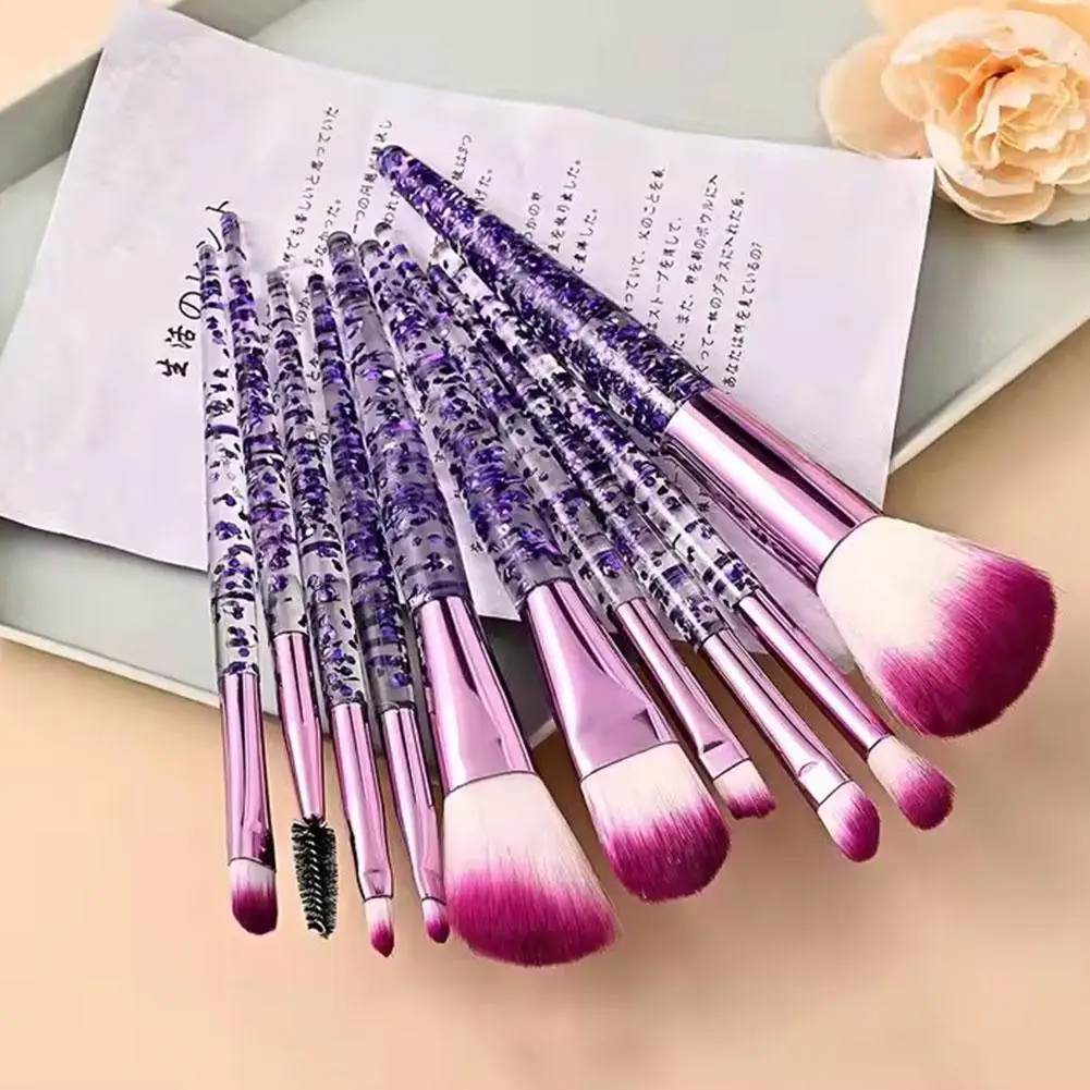 Ensemble de pinceaux de maquillage en cristal à paillettes, 10 pièces, fond de teint professionnel scintillant, correcteur, ombre à paupières, Eyeliner, Blush, Kit de pinceaux de mélange pour lèvres