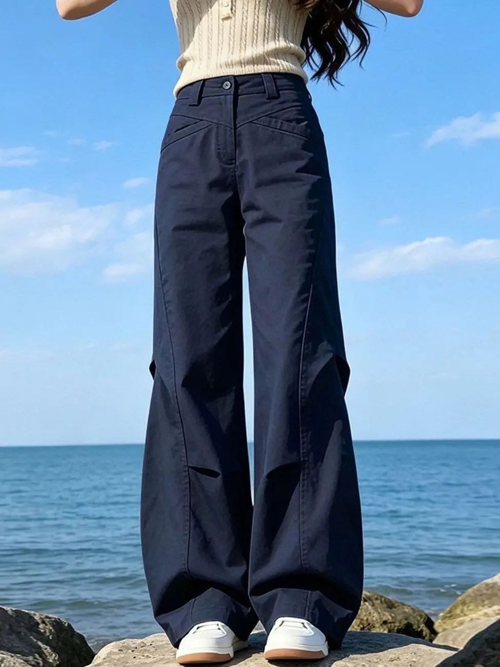Korean Style Super Stylish Long Legging Workwear Pants Women Loose Wide Leg Pants Fashionable Casual Straight Leg Trousers