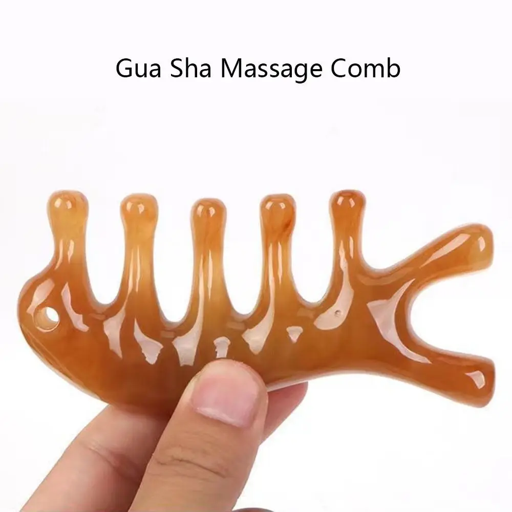 

Little Dolphin Gua Sha Massage Comb Resin Five-Tooth Meridian Massage Comb Scraping Relaxing Body Massage Comb Momen And Man