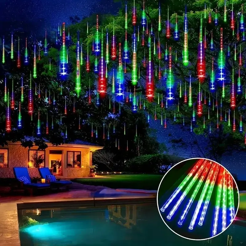 

US Plug/EU Plug Meteor Shower LED String Lights Street Decoration Fairy Garland Wedding Christmas Lights Outdoor 8Tubes Lighting