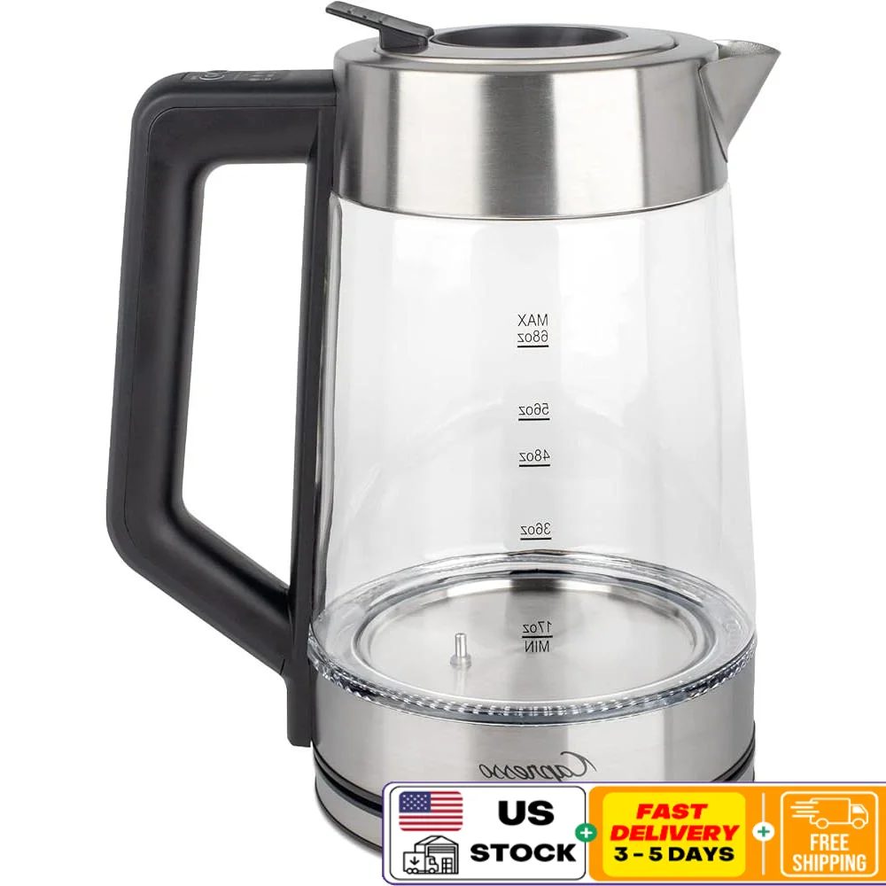 

Electric Kettle 2L Fast Boil 5 Temperature Settings LED Indicator Direct Pour Lid Stainless Steel Water Heater Tea Coffee Brews