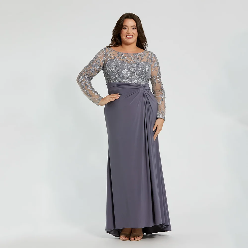 

Длинные вечерние платья по индивидуальному заказу, элегантные платья с длинными рукавами и кристаллами из бисера, платья для выпускного вечера длиной до щиколотки, платья для выпускного вечера