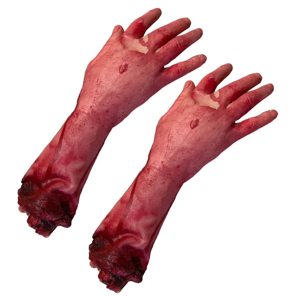 

2Pcs Broken Hand Scary Halloween Decoration Realistic Severed Limbs Horror Party Prop Fake Bloody Body Parts Scary Accessories