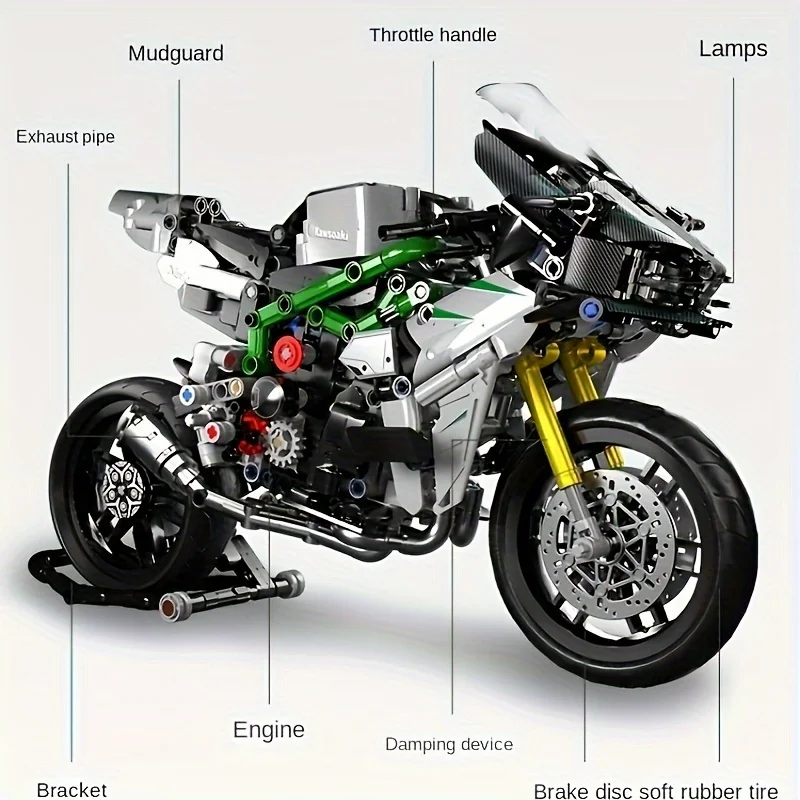858 입자 오토바이 모델 빌딩 블록 세트, 오토바이 디스플레이 모델 설정 및 선물 아이디어 세트 만들기