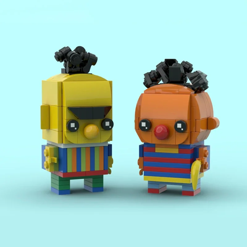 240pcs MOC Sesame Anime Bert and Ernie Brickheadz Cute Cartoon Characters Brick Model Assembled Toy CreativeChildren HolidayGift