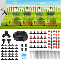 98FT/29.9M Drip Irrigation Kit Locked-Connect Automotic Micro Watering System with Tubing Hose and Misting Nozzle for Garden