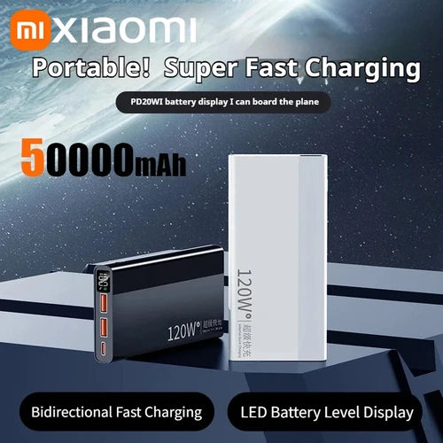 Imagen 2 del producto Xiaomi 50000mAh de alta capacidad 120W banco de energía de carga rápida cargador de batería portátil para iPhone Samsung Huawei nuevo