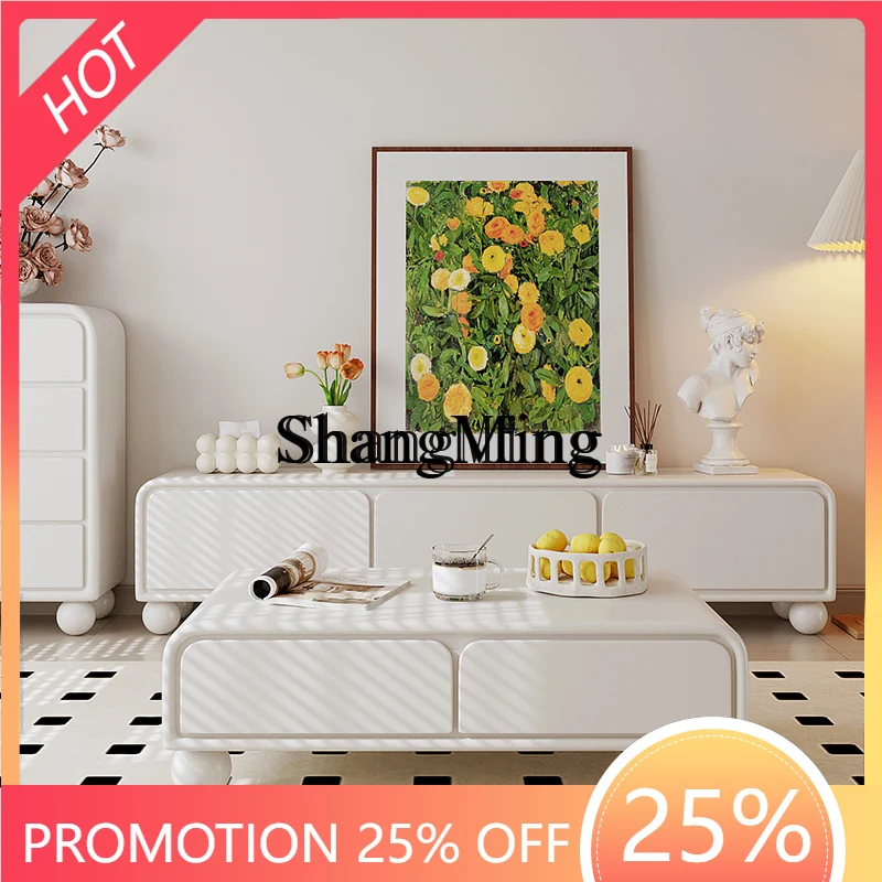 

ZYY Cream Wind TV Cabinet Modern Simple Living Room Floor-to-ceiling Household Storage Advanced Storage