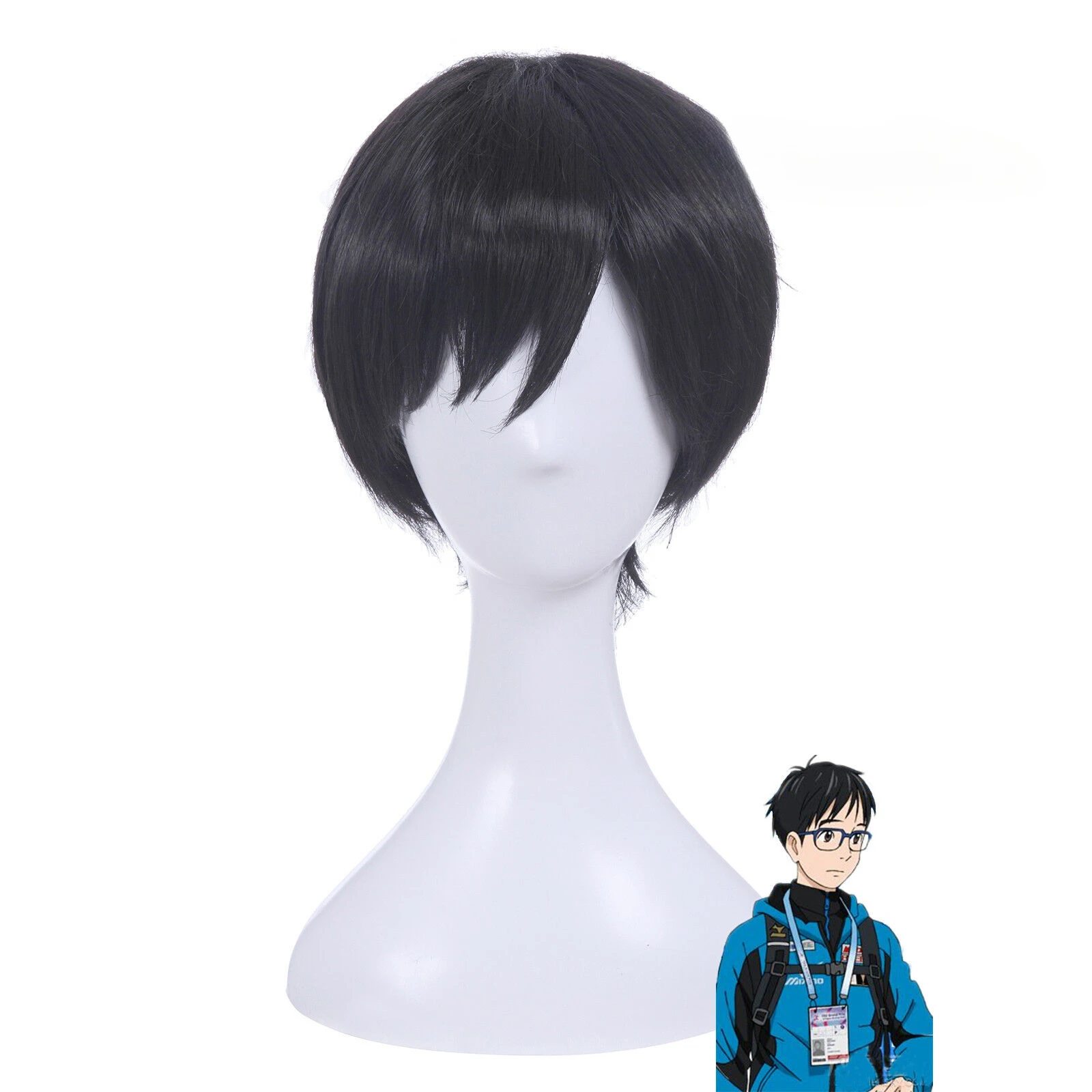 Anime YURI on ICE Katsuki Yuri Short Straight Black Cosplay Wig Party Wigs