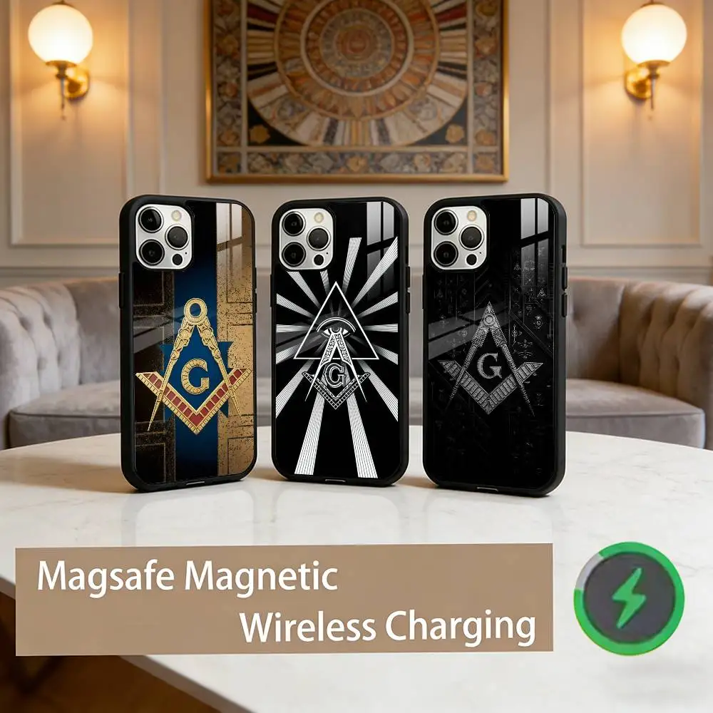 

Freemasonry Symbol Phone Case For iPhone17,16,15,14,13,12,11 Plus,Pro Max Magnetic For Magsafe Wireless Charging
