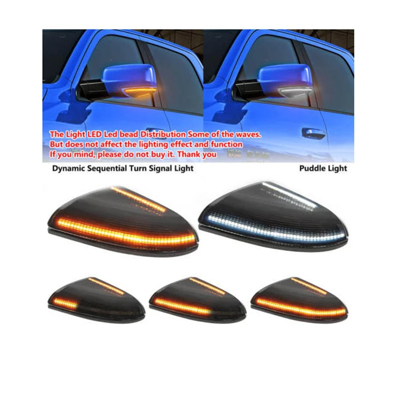 2Pcs LED Side Mirror Turn Signal Light For Dodge Ram 1500/2500/3500 2009-2018 Durable Premium Car Accessories