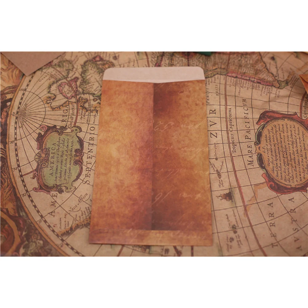 

10Pcs Vintage Kraft Paper Envelopes Retro Style Blank Storage for Coins Checks Stamps Gift Cards Photos Postcards