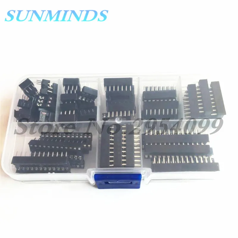 66pieces DIP IC Sockets Adaptor Solder Type Socket Kit 6,8,14,16,18,20,24,28 pins