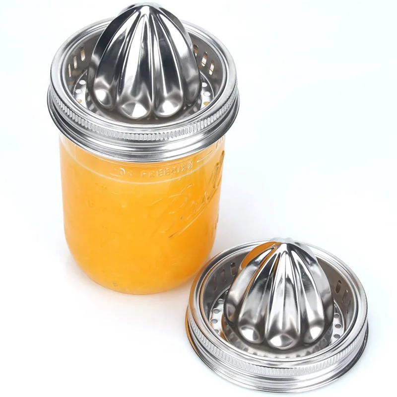 

Shoppingappliances 2 PCS Jar Stainless Steel Juicer Lid Citrus Reamer Citrus Juicer Wide Mouth Cover Fit For Mason Jar Lemon Jui