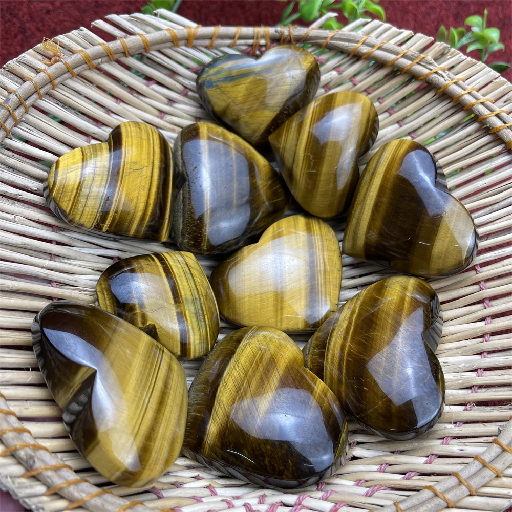 

Room Decorate 1pc 100% Natural Tiger's Eye Ore Specimen Healing Reiki Carving Heart Shapes Crafts Holiday Gifts Crystals Decorat