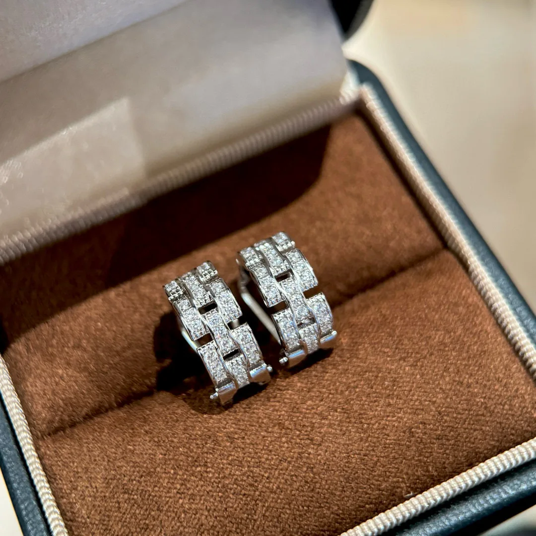 

Hot Brand New Pure 925 Sterling Silver Jewelry Chain Earrings Luxury Design Wedding Fashion Party Silver Diamond Earrings