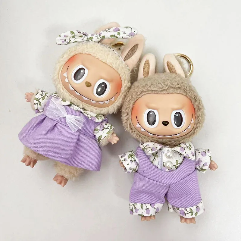 

17cm Labubu Idol Dolls Plush Doll'S Clothes Purple Lavender Couple Set Clothing Hoodie No Doll Outfit Accessories Korea Kpop Exo