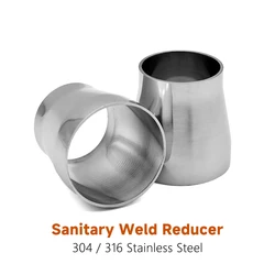 SS304 316 Sanitary Concentric Reducer 38/51mm, Mirror Polished Butt Weld Leak-Proof Fitting for Food Homebrew Hygienic Pipelines