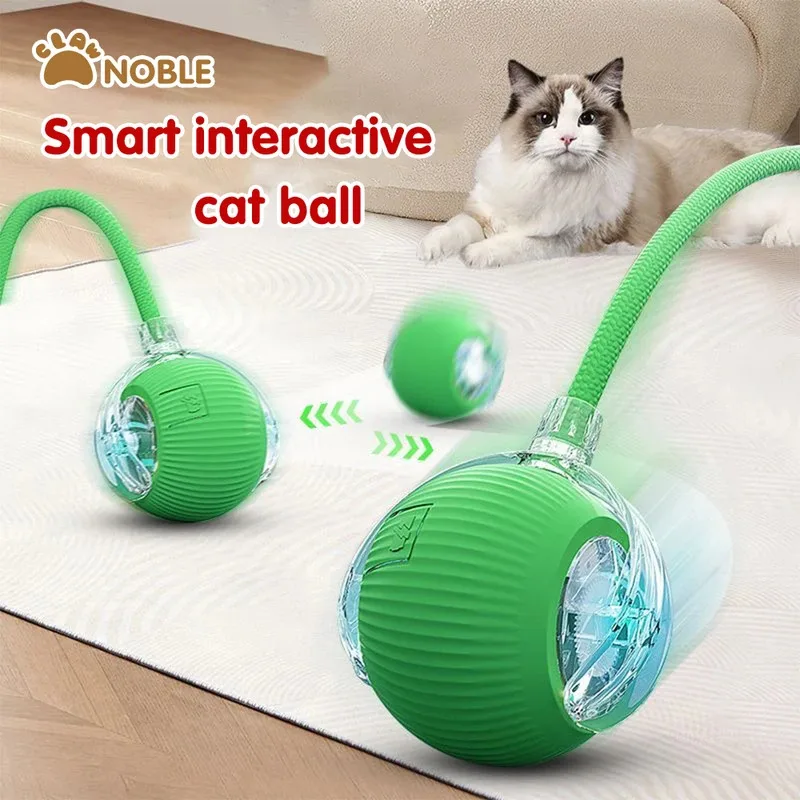 Bola interactiva de juguete para gatos, bola rodante automática para gatitos, juguetes eléctricos inteligentes recargables para mascotas con Sensor de Teaser, juguete de pelota para gatos