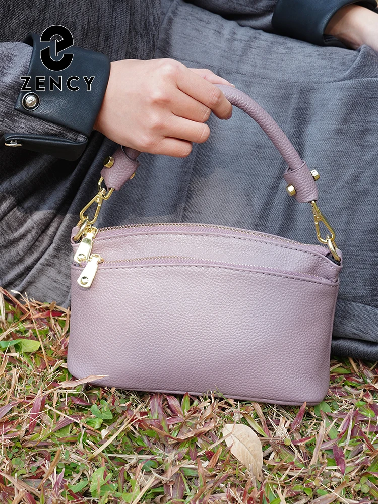 Zency Women Blue Red Bag Soft Genuine Leather Zipper Cowhide Leather Shoulder Bag Ladies Crossbody Small Handbag Satchels Sac