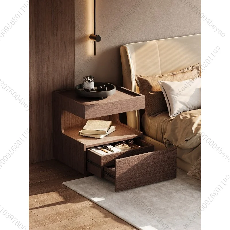 New hidden compartment bedside table with lock anti-theft antique solid wood bedside cabinet