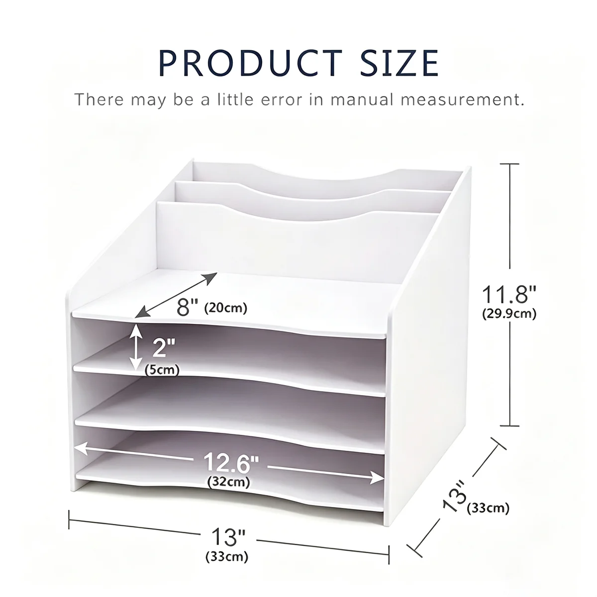 White Desktop Organizer, Multi-Tier Office Stationery & Document Storage Rack, Space-Saving Desktop Storage for Files, Pens, Cal