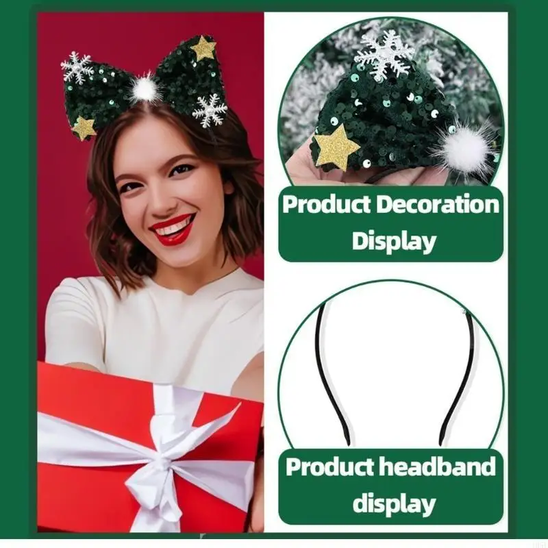 

195E Lovely Christmas Headbands Sparkling Christmas Headpiece Girls Decoration