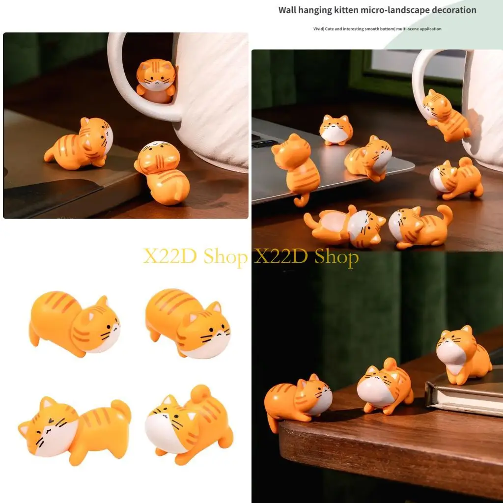 X22D Set of 8 Cartoon Miniature Cats Statue Home Office Decorative Accessories For Bookshelves Desktop Car Interior Dashboard