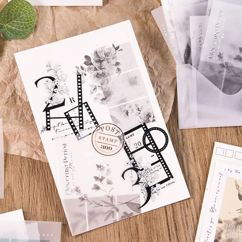 20 Lembar Kertas Kerajinan Pola Bunga Tinta Retro Kertas Kolase Kreatif untuk Jurnal Sampah DIY Scrapbook Kertas Latar Belakang Planner Estetis