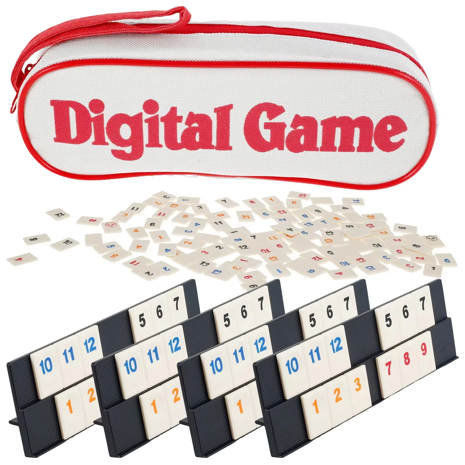 เกม Rummy Cube 4 Racks 104 เกม Rummy Cube ชุดแบบพกพากระเบื้อง Rummy ชุดเดินทางสําหรับครอบครัวเกมกระดานคลาสสิก