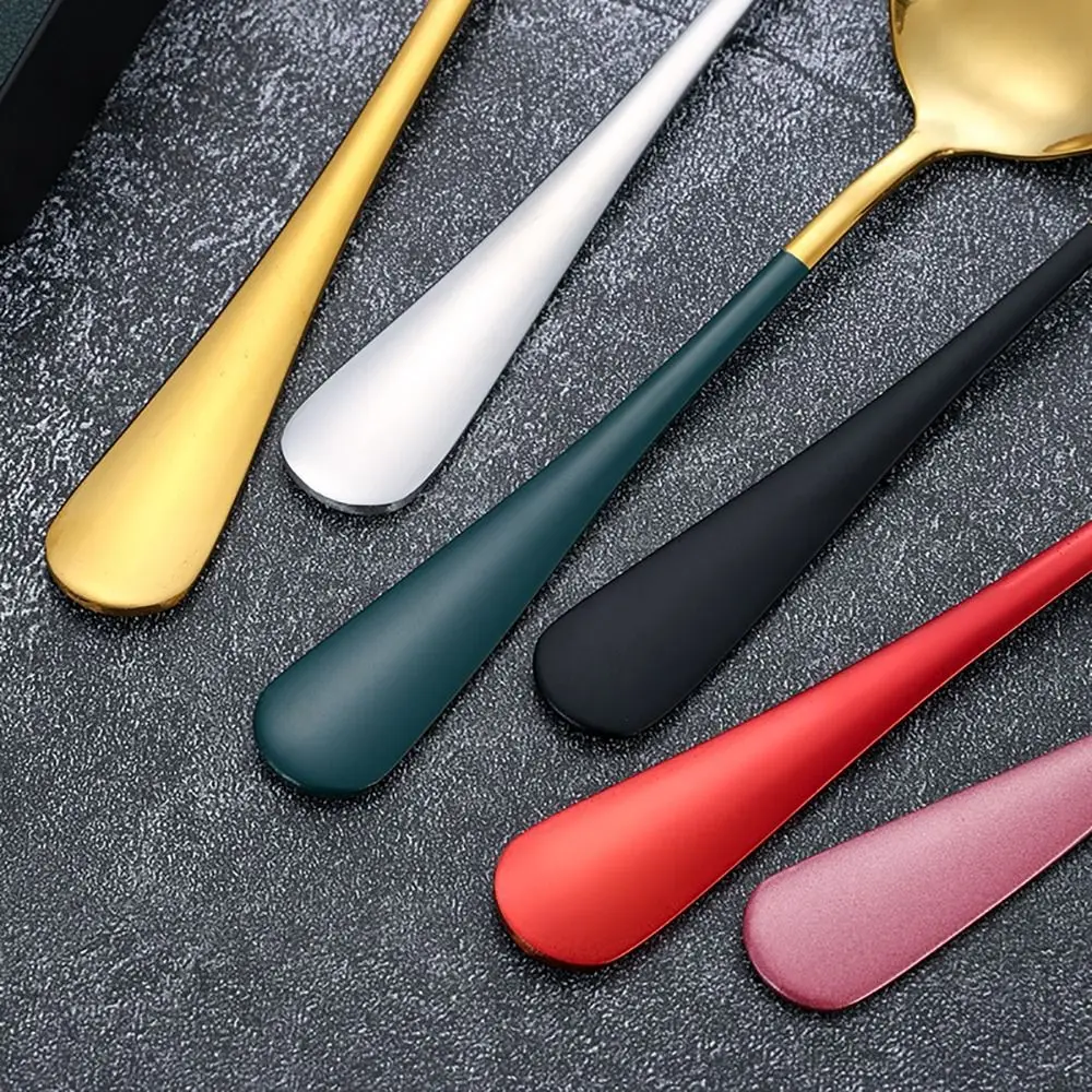 1Pcs 17cm Stainless Steel Round Soup Spoons Coffee Stirring Spoon Tableware Dessert Spoon Dishwasher Safe Kitchen Tool