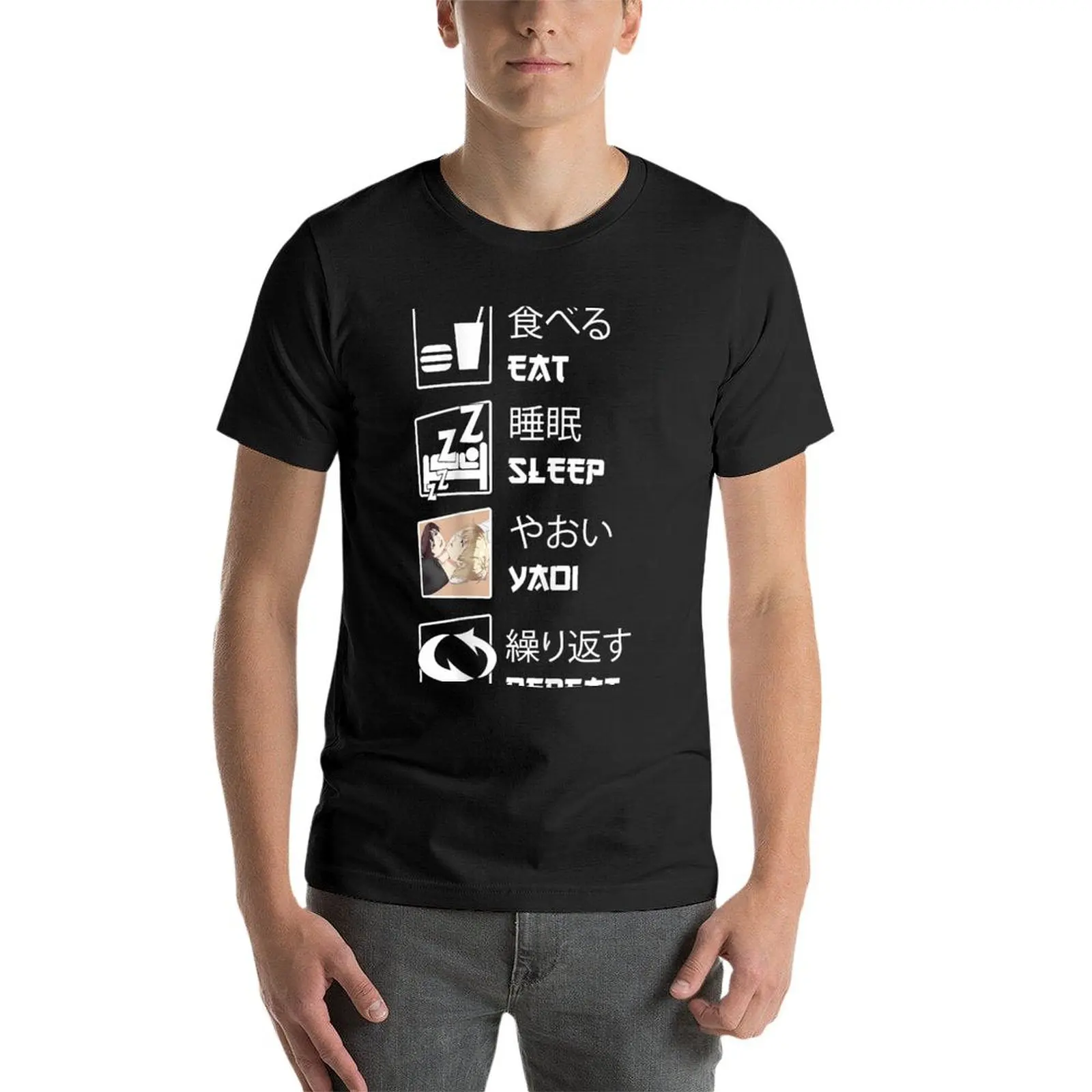 Eat Sleep Yaoi Repeat T-Shirt plus size tops anime clothes Short sleeve tee oversized t shirt men