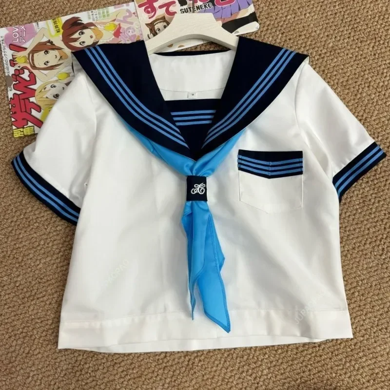 Japanese School Girl JK Uniform Skirts Suit Women Girl Bow Sailor Blouses Pleated Short Skirt Sailor Uniform JK Navy Costumes