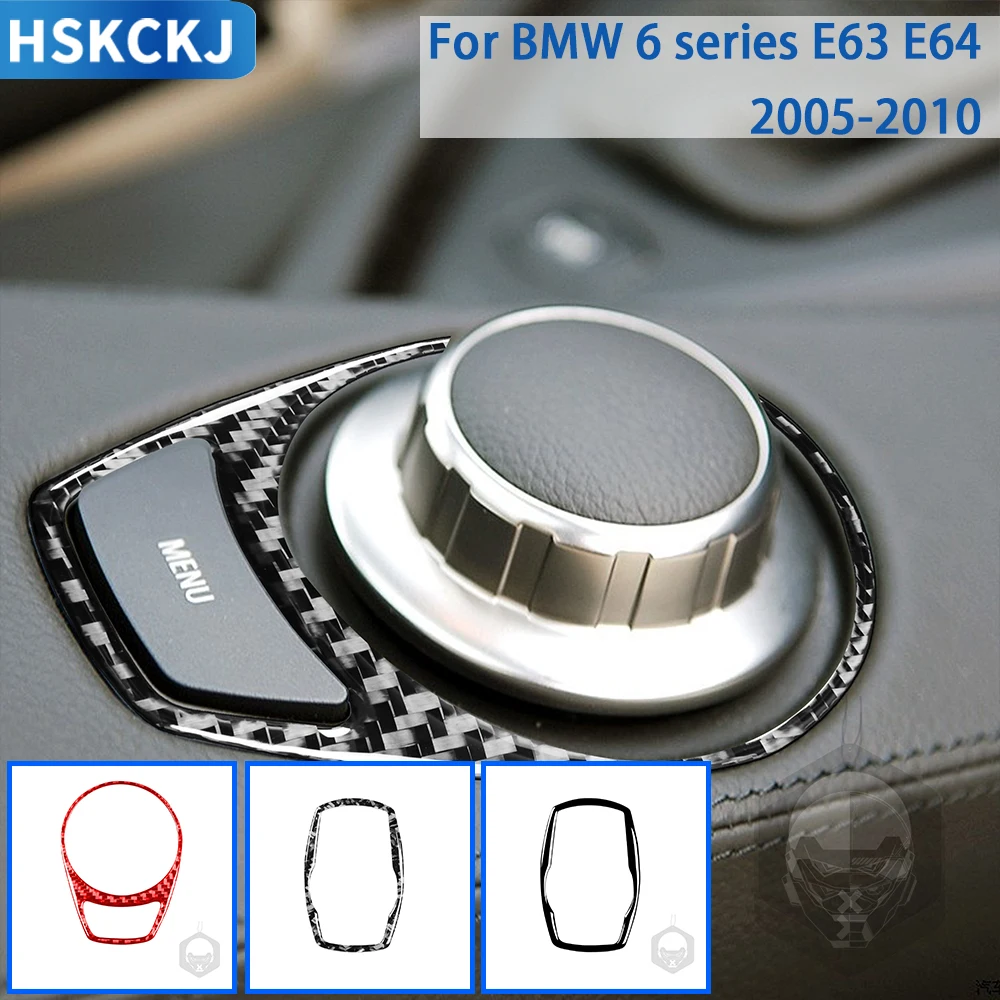 

For BMW 6 Series M6 E63 E64 2004-2010 Accessories Carbon Fiber Car Interior Radio Button Frame Trim Sticker Decoration